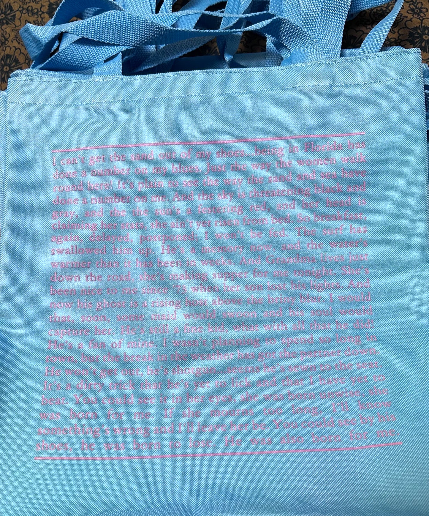 Gulf shores/ West Palm Beach record beach tote blue