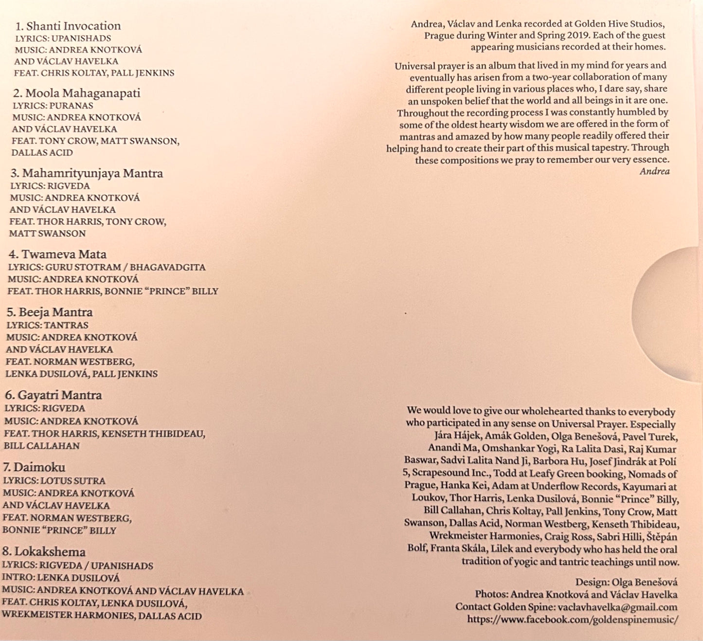 Golden spine universal prayer CD